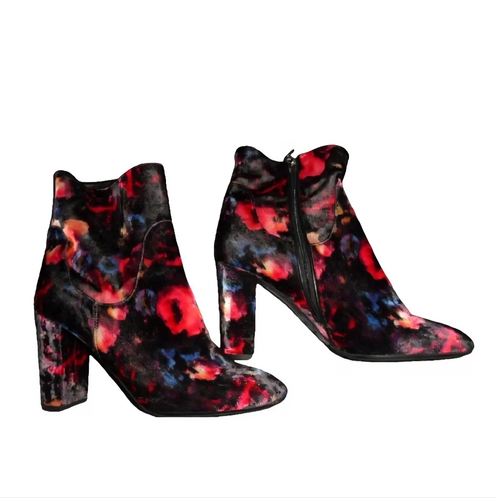 PRE OWNED L.K. BENNETT SIZE 6 Floral Velvet Ankle Boots